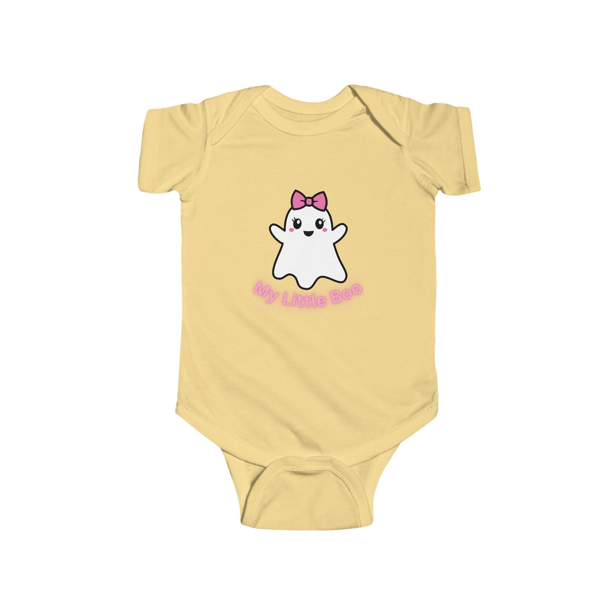 Baby Bodysuit - Cute Pink Bow Ghost "My Little Boo" Infant Onesie