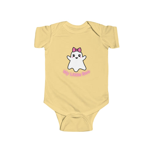Baby Bodysuit - Cute Pink Bow Ghost "My Little Boo" Infant Onesie