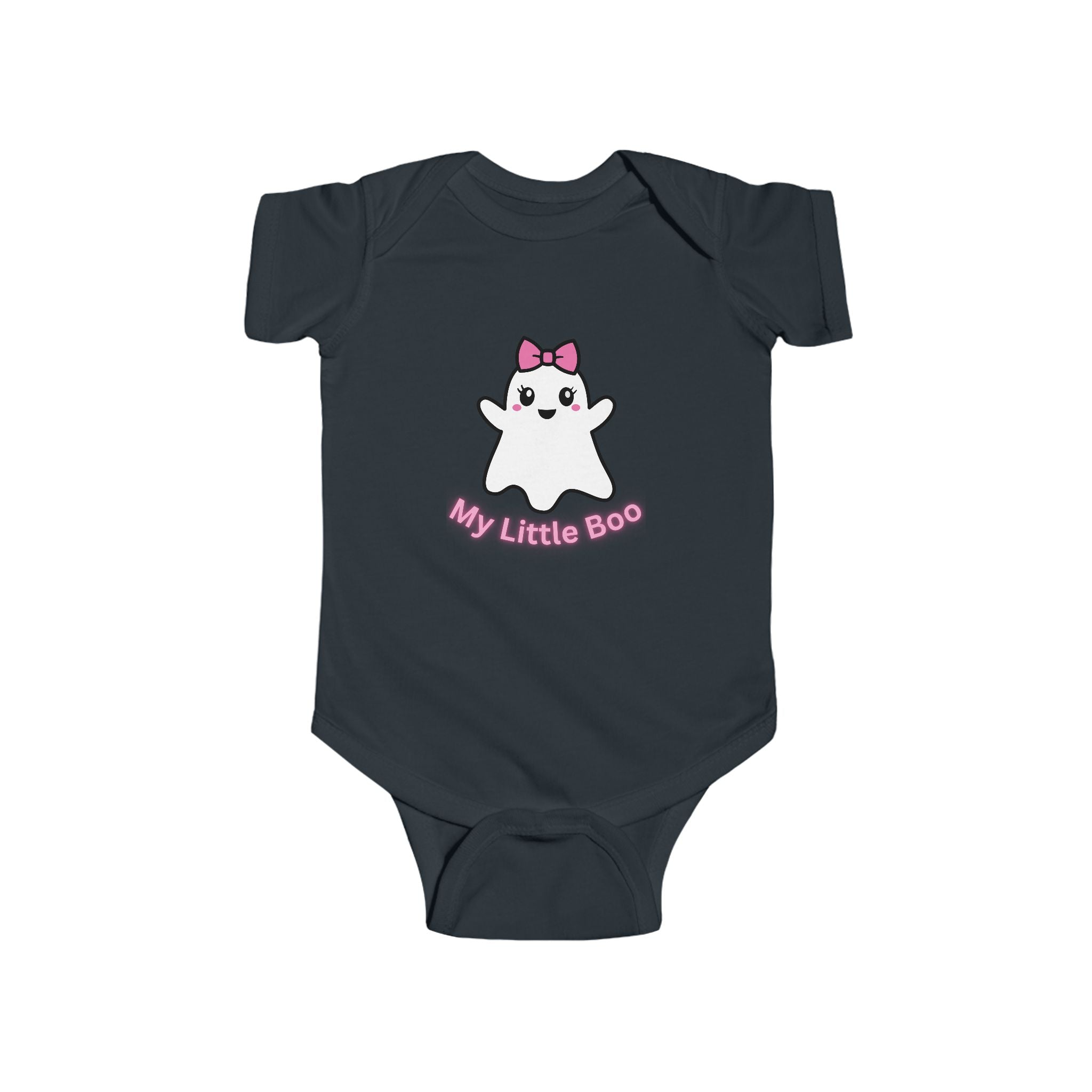 Baby Bodysuit - Cute Pink Bow Ghost "My Little Boo" Infant Onesie