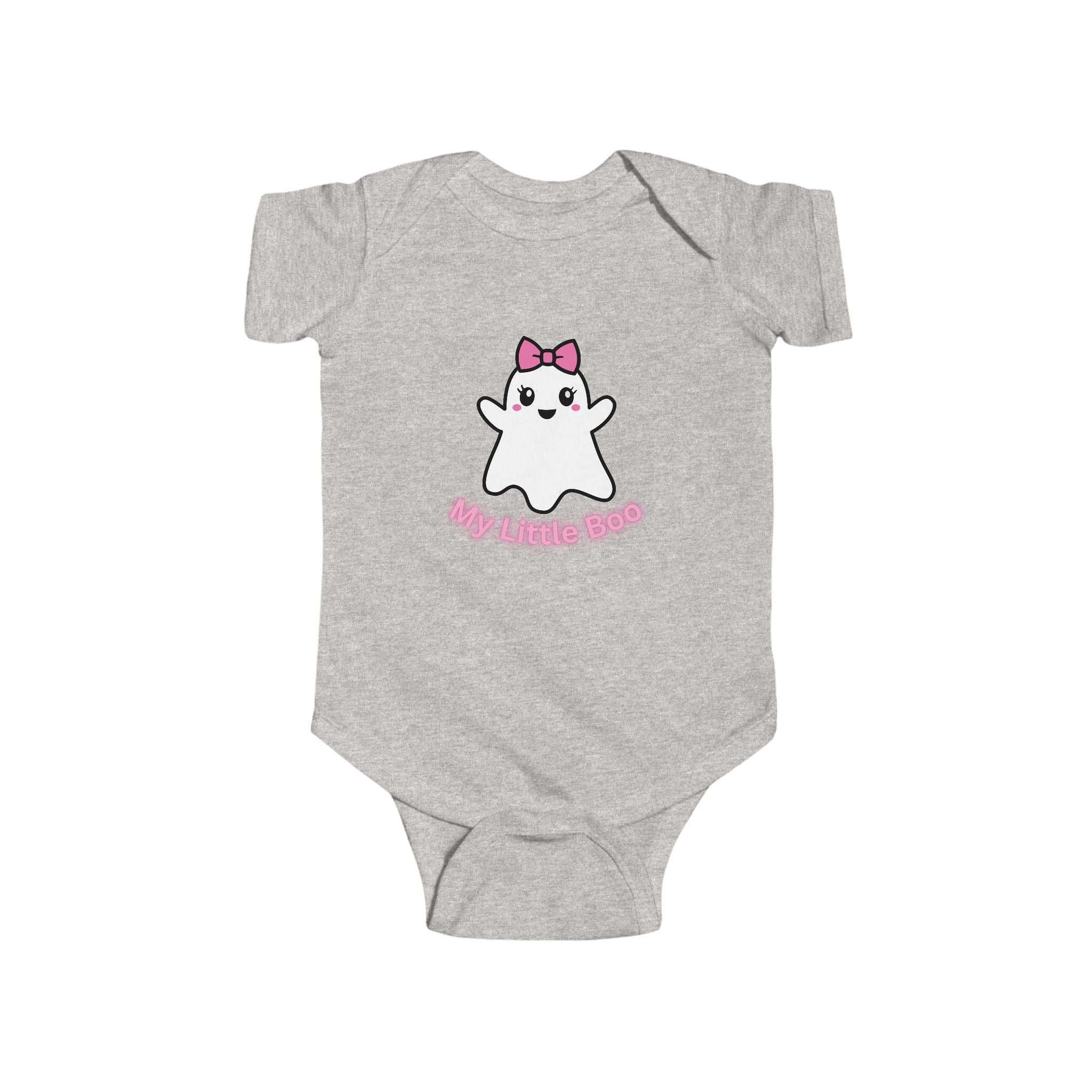 Baby Bodysuit - Cute Pink Bow Ghost "My Little Boo" Infant Onesie